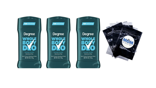 Men Whole Body Deodorant Stick for Men Ocean Rush Scent Aluminum Free - 3 packs - 3 oz per pack - plus 3 My Outlet Mall Resealable Storage Pouches
