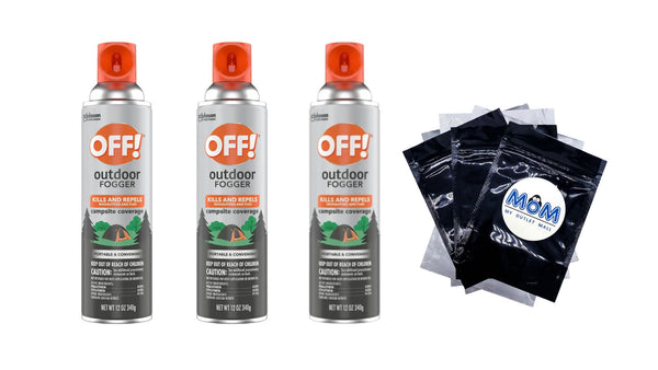 Outdoor Mosquito Fogger, Campsite Insecticide with up to 6 Hours of Protection - 3 packs - 12 oz per pack - plus 3 My Outlet Mall Resealable Storage Pouches