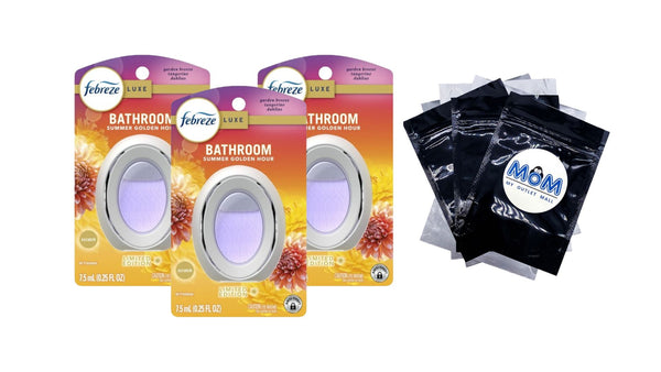 Bathroom Air Freshener, Small Spaces Odor-Fighting, Summer Golden Hour - 3 packs - plus 3 My Outlet Mall Resealable Storage Pouches
