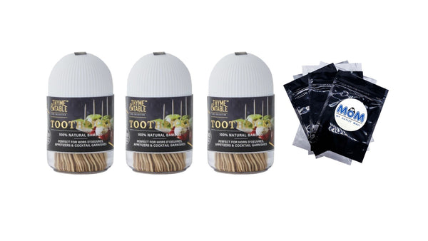 Natural Bamboo Toothpicks 300-Piece - 3 packs - plus 3 My Outlet Mall Resealable Storage Pouches