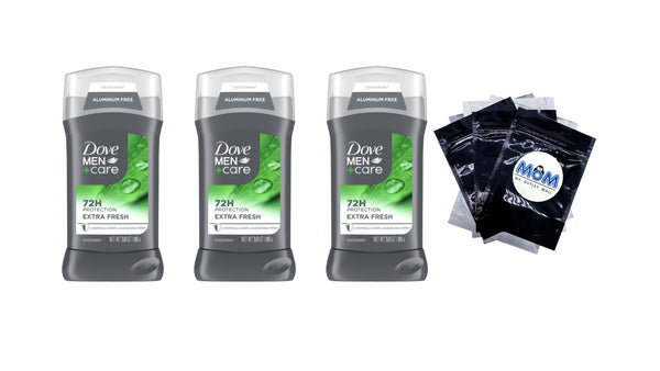 Men+Care Deodorant Stick for Men Extra Fresh Aluminum Free with Moisturizing Cream - 3 packs - 3 oz per pack - plus 3 My Outlet Mall Resealable Storage Pouches