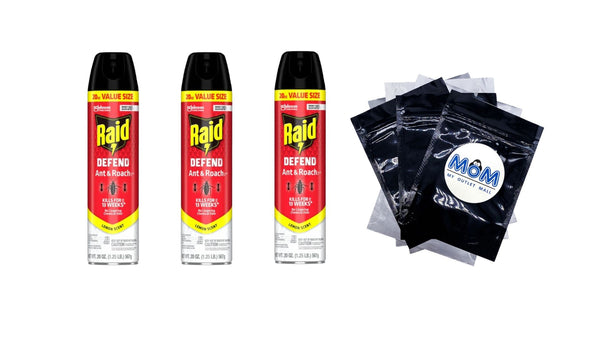 Defend Ant & Roach Killer, Indoor Insecticide, Residual Killing Power, Lemon Scent - 3 packs - 20 oz per pack - plus 3 My Outlet Mall Resealable Storage Pouches