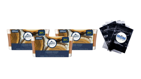 Single Wick Candles, Cashmere Woods, 2 Candles - 3 packs - plus 3 My Outlet Mall Resealable Storage Pouches