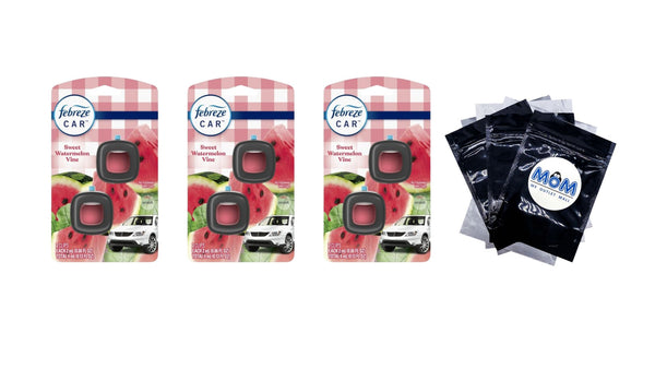 Car Air Freshener, Odor-Fighting Car Vent Clip, Watermelon - 3 pack - 2 count per pack plus 3 My Outlet Mall Resealable Storage Pouches