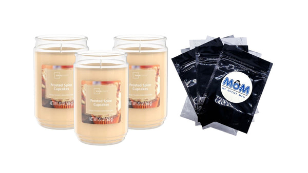 Frosted Spice Cupcakes Scented Single-Wick Glass Jar Candle - 3 packs - 20 oz per pack - plus 3 My Outlet Mall Resealable Storage Pouches