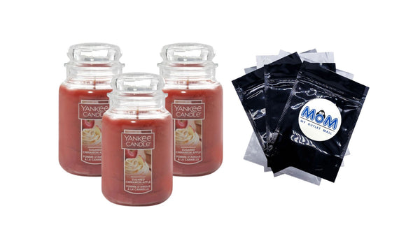 Candle Sugared Cinnamon Apple Original Large Scented Jar Candle - 3 packs - 22 oz per pack - plus 3 My Outlet Mall Resealable Storage Pouches