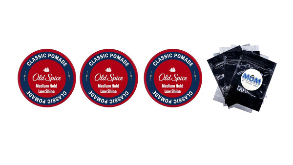 Classic Pomade for Men, Medium Hold, Low Shine, Men's Hair Styling Pomade - 3 packs - 2.22 oz per pack - plus 3 My Outlet Mall Resealable Storage Pouches