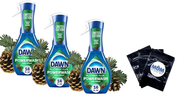 Powerwash Spray, Dish Soap, Dishwashing Liquid, Fresh Pine, 1 Starter Kit - 3 Packs - 16 oz per pack - plus 3 My Outlet Mall Resealable Storage Pouches