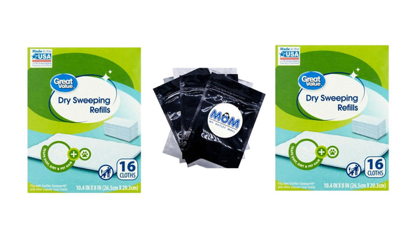 Dry Sweeping Cloth Refills - 2 packs - 16 count per pack - plus 3 My Outlet Mall Resealable Storage Pouches
