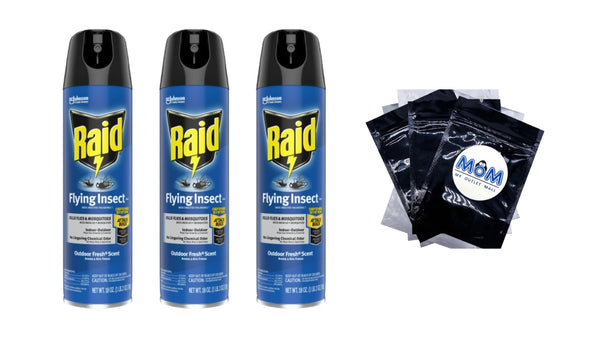 Flying Insect Killer 7, Aerosol Insecticide Spray for Flying Insects - 3 packs - 18 oz per pack plus 3 My Outlet Mall Resealable Storage Pouches