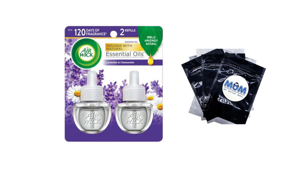 Plug in Scented Oil Refill, Air Freshener, Essential Oils, Lavender and Chamomile - 1 pack - 2 Count per pack - plus 3 My Outlet Mall Resealable Storage Pouches
