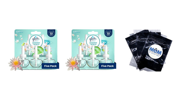PlugIns Refills Air Freshener, Dewdrop Petals, 3.35 oz - 2 packs - 5 Count  per pack - plus 3 My Outlet Mall Resealable Storage Pouches