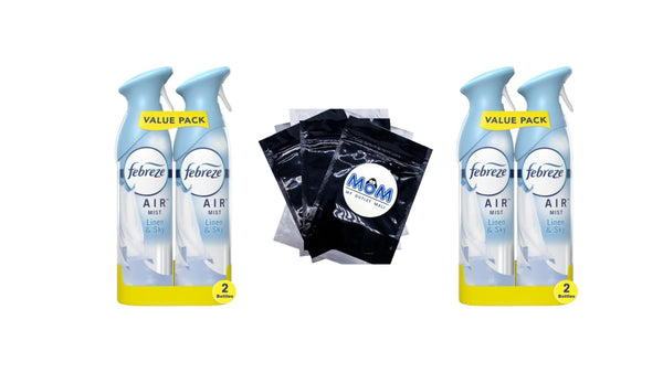 Air Freshener Spray, Odor-Fighting Room Spray, Linen & Sky- 2 packs - 2 count per pack - plus 3 My Outlet Mall Resealable Storage Pouches