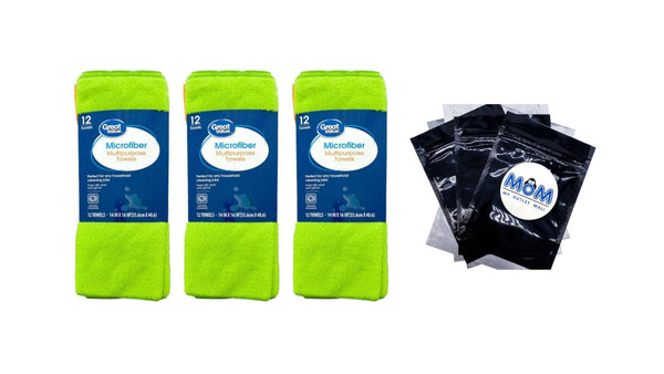 Multipurpose Microfiber Household Cleaning Cloth & Wipe, Multicolor - 3 packs - 12 count per pack - plus 3 My Outlet Mall Resealable Storage Pouches