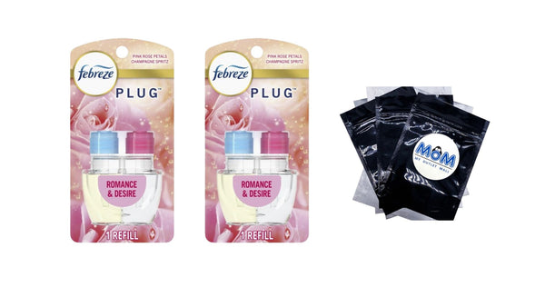 Plug In Air Freshener, Odor-Fighting Scented Oil Refill, Romance & Desire Scent, 1 Refill - 2 packs - 0.87 oz per pack - plus 3 My Outlet Mall Resealable Storage Pouches