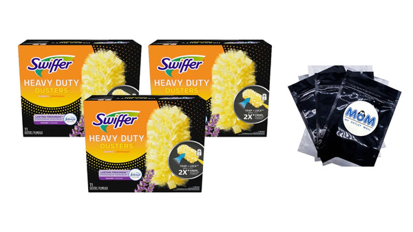 Dusters Multi-Surface Heavy Duty, Lavender Refills - 3 packs - 11 Count per pack - plus 3 My Outlet Mall Resealable Storage Pouches