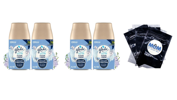 Automatic Spray Refills, Air Freshener, Infused with Essential Oils, Clean Linen - 2 packs - 2 count per pack - plus 3 My Outlet Mall Resealable Storage Pouches