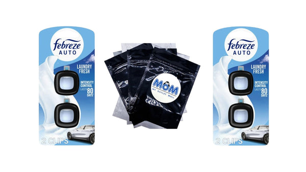Car Air Freshener, Odor-Fighting Car Vent Clip, Laundry Fresh - 2 packs - 2 count per pack plus 3 My Outlet Mall Resealable Storage Pouches
