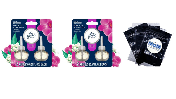 PlugIns Scented Oil Refills, Air Freshener,&nbsp;Orchid & Neroli, Infused with Essential Oils - 2 packs - 2 count per pack - plus 3 My Outlet Mall Resealable Storage Pouches