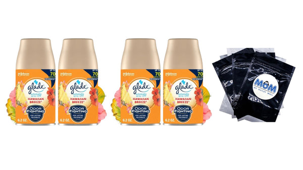 Automatic Spray Refills, Air Freshener, Infused with Essential Oils, Hawaiian Breeze - 2 packs - 2 count per pack - plus 3 My Outlet Mall Resealable Storage Pouches