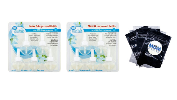 Plug-in Scented Oil Refills, Linen Fresh, 0.67 oz - 2 packs - 5 count per pack - plus 3 My Outlet Mall Resealable Storage Pouches