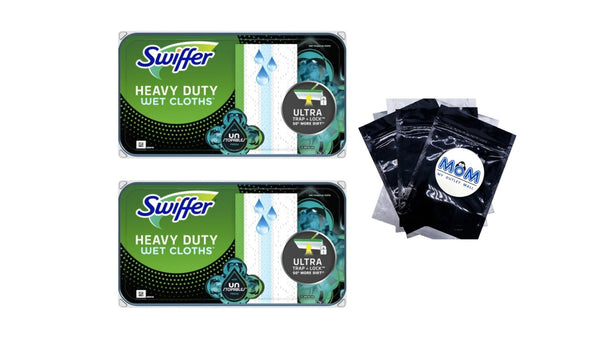 Heavy Duty Wet Multi-Surface Cloth Refills, Floor Cleaner and Floor Mop, Unstopables Fresh Scent - 2 packs - 20 count per pack - plus 3 My Outlet Mall Resealable Storage Pouches