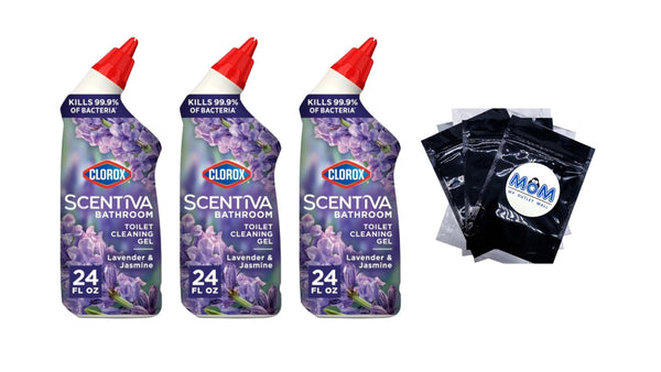 Scentiva Bathroom Toilet Cleaning Gel, Lavender and Jasmine - 3 packs - 24 oz per pack - plus 3 My Outlet Mall Resealable Storage Pouches