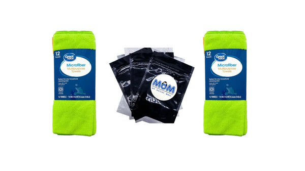 Multipurpose Microfiber Household Cleaning Cloth & Wipe, Multicolor - 2 packs - 12 count per pack - plus 3 My Outlet Mall Resealable Storage Pouches