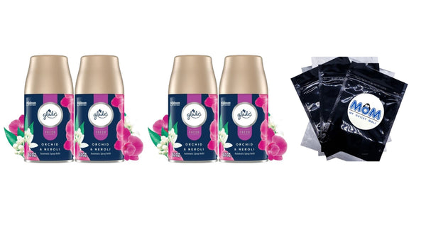 Automatic Spray Refill, Air Freshener, Infused with Essential Oils, Orchid & Neroli - 2 packs - 2 count per pack - plus 3 My Outlet Mall Resealable Storage Pouches