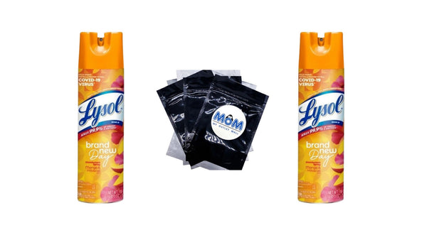 Disinfectant Spray, Sanitizing and Antibacterial Spray, For Disinfecting and Deodorizing, Brand New Day - Mango & Hibiscus - 2 packs - 19 oz per pack - plus 3 My Outlet Mall Resealable Storage Pouches