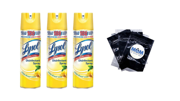 Disinfectant Spray, Sanitizing and Antibacterial Spray, For Disinfecting and Deodorizing, Lemon Breeze - 3 packs - 19 oz per pack - plus 3 My Outlet Mall Resealable Storage Pouches