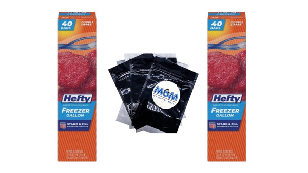 Press to Close Plastic Freezer Bags, Gallon Size - 2 Packs - 40 Count per pack- plus 3 My Outlet Mall Resealable Storage Pouches