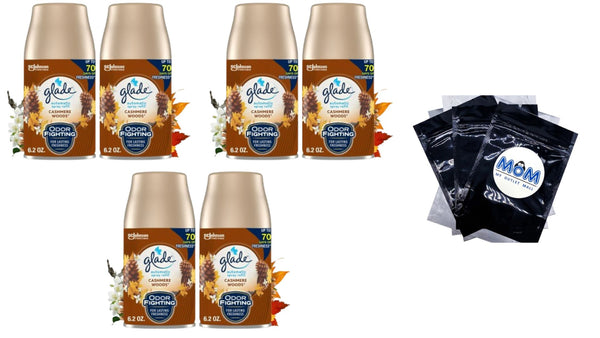 Automatic Spray Refill, Air Freshener, Comforting Cashmere Woods - 3 packs - 2 count per pack - plus 3 My Outlet Mall Resealable Storage Pouches