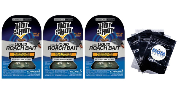 Ultra Liquid Roach Bait, Roach Killer, Kills Roaches & the Eggs They Carry -  3 packs - 3 count per pack plus 3 My Outlet Mall Resealable Storage Pouches