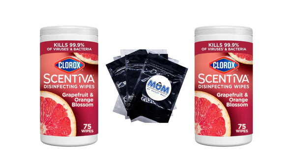 Scentiva Bleach-Free Cleaning Wipes, Grapefruit & Orange Blossom - 2 packs - 75 count per pack - plus 3 My Outlet Mall Resealable Storage Pouches