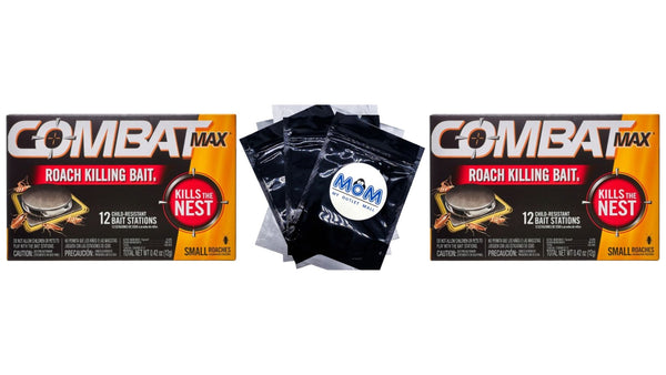 Roach Killing Bait, Small Roach Bait Station -  2 packs - 12 count per pack plus 3 My Outlet Mall Resealable Storage Pouches
