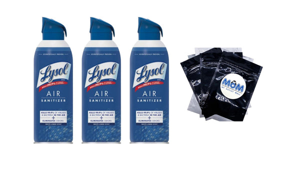 Air Sanitizer Spray, For Air Sanitization and Odor Elimination, White Linen Scent - 3 packs - 10 oz per pack - plus 3 My Outlet Mall Resealable Storage Pouches