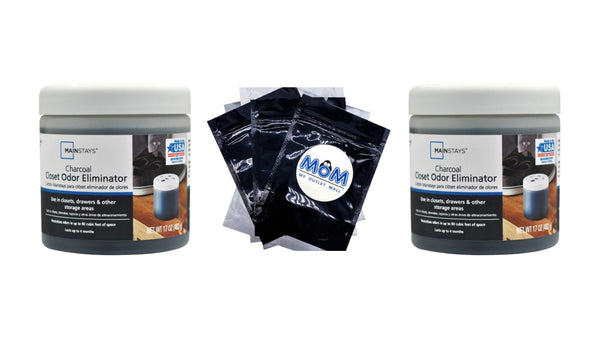 Charcoal Closet Odor Eliminator, Fragrance Free -  2 packs - 17 oz per pack plus 3 My Outlet Mall Resealable Storage Pouches