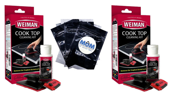 Cook Top Complete Cleaning Kit - Includes Cream, Scrubbing Pad and Scraper - 2 Packs - 3 PIECE SET per pack - plus 3 My Outlet Mall Resealable Storage Pouches
