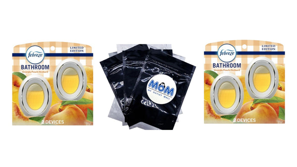 Bathroom Air Freshener, Small Spaces Odor-Fighting Georgia Peach Orchard -  2 packs - 2 count per pack plus 3 My Outlet Mall Resealable Storage Pouches