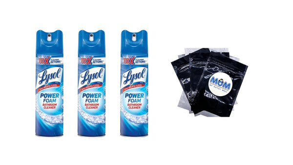 Bathroom Cleaner Spray, Power Aerosol - 3 packs - 24 oz per pack - plus 3 My Outlet Mall Resealable Storage Pouches