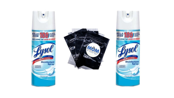 Disinfectant Spray, Sanitizing and Antibacterial Spray, For Disinfecting and Deodorizing, Crisp Linen - 2 packs - 19 oz per pack - plus 3 My Outlet Mall Resealable Storage Pouches