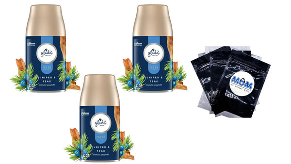 Automatic Spray Refill, Air Freshener,&nbsp;Infused with Essential Oils, Juniper & Teak - 3 packs - 6.2 oz per pack - plus 3 My Outlet Mall Resealable Storage Pouches