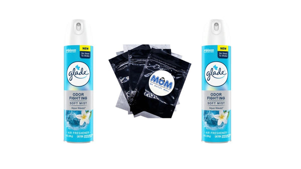 Freshener Spray, Aqua Waves Scent, Fragrance Infused with Essential Oils - 2 packs - 8.0 oz per pack - plus 3 My Outlet Mall Resealable Storage Pouches