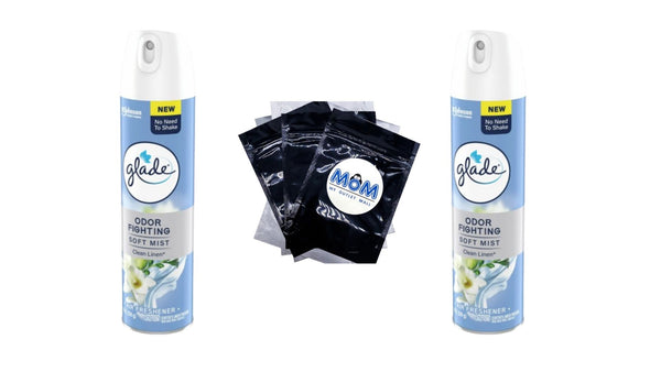 Odor Fighting Soft Mist Air Freshener Room Spray, Clean Linen - 2 packs - 8.0 oz per pack - plus 3 My Outlet Mall Resealable Storage Pouches