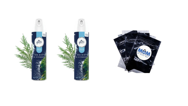 Air Freshener Spray, Sea Mist & Cypress, Fresh Collection, Fragrance Infused with Essential Oils, 100% Natural Propellent - 2 packs - 8.0 oz per pack - plus 3 My Outlet Mall Resealable Storage Pouches