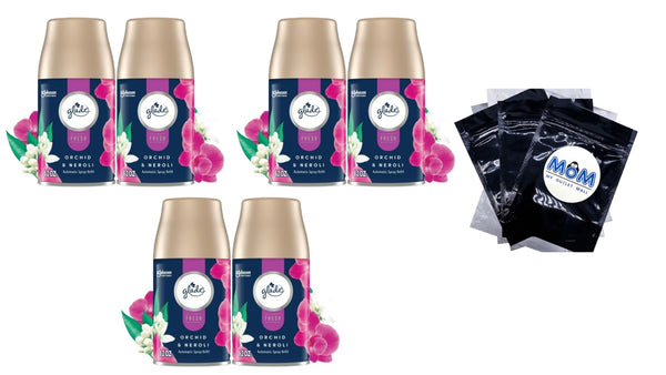 Automatic Spray Refill, Air Freshener, Infused with Essential Oils, Orchid & Neroli - 3 packs - 2 count per pack - plus 3 My Outlet Mall Resealable Storage Pouches