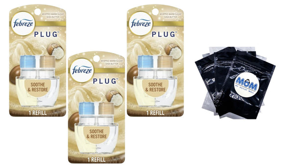 Plug Refill Odor-Fighting Air Freshener Soothe & Restore Scent - 3 packs - 0.87 oz per pack - plus 3 My Outlet Mall Resealable Storage Pouches