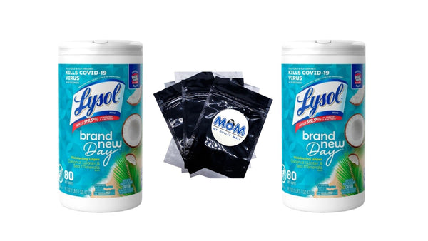 Disinfectant Wipes, Multi-Surface Antibacterial Cleaning Wipes, For Disinfecting and Cleaning, Coconut & Sea Minerals - 2 packs - 80 count per pack - plus 3 My Outlet Mall Resealable Storage Pouches