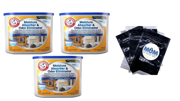 Fragrance Free Disposable Moisture Absorber -  3 packs - 14 oz per pack plus 3 My Outlet Mall Resealable Storage Pouches